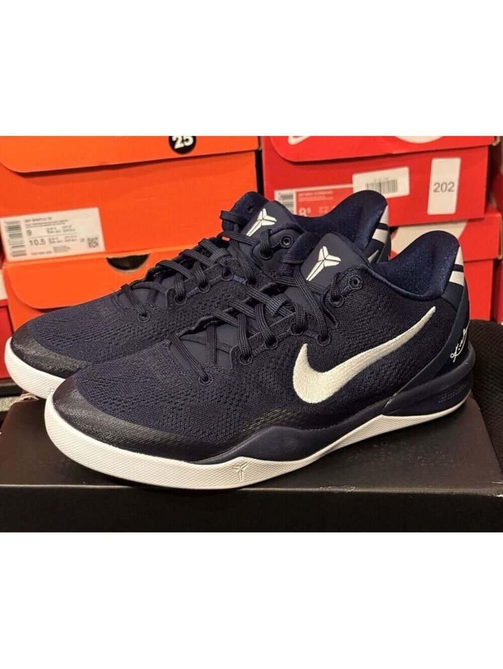 Nike Kobe 8 VIII Low GS Navy White 7Y Womens 8.5 FN0266-400 (072)